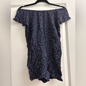 NWOT Forever 21 Navy Off-Shoulder Polka Dot short-jump suit